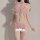 Pink lace erotic lingerie set featuring delicate ruffles and open-crotch design, perfect for role play and temptation.