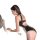 Woman wearing xiyun bunny costume lingerie set – sexy sheer bodysuit with glossy black finish, perfect for cosplay or sleepwe...