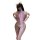 Woman wearing purple xunhuan sexy bodysuit set with open-crotch design, sheer mesh panels, and cat ears headband.