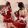 Red sexy bodycon mini dress with bunny ears, perfect for y2k holiday outfits, offering cute & seductive design