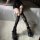 Y2k retro sexy jk over-the-knee lace-up stockings with rivets - pure temptation fetish hosiery featuring bold black design an...