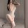 Woman wearing yaqin sexy lace bodysuit with open-crotch design, sheer mesh fabric, and waist-cinching fit for alluring nightw...