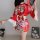 Elegant red yasamii kimono with floral patterns, perfect for cosplay and role play. features a bow tie and flowing sleeves.