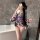 A woman poses in a bathroom wearing a yasisei cosplay lingerie set, featuring a floral-patterned anime fox dream kimono robe ...