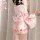 A woman wears a pink yasu sexy deep v anime kimono lingerie set, featuring floral patterns and a bow tie, perfect for japanes...