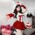 Sexy new year bunny costume for women, featuring red velvet material with festive design, perfect holiday outfit.
