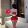 Sexy santa-themed lingerie set with red balloon, perfect naughty holiday outfit