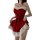 Sexy yet sweet holiday party dress featuring a festive red color with white fur trim and corset design, perfect for live stre...
