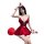 Sexy low-cut v-neck christmas costume dress with santa hat and balloon, festive night attire.