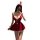 Sexy red christmas-themed bodysuit with v-neck design, perfect for new year celebrations. ideal for festive occasions.