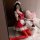 Sexy maid costume with red open-crotch sleep dress, perfect for role play and holiday fun. includes lace details and thigh-hi...