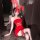 Sexy red lace corset mini dress with matching stockings and bunny ears headband, perfect for new year eve party outfits.