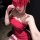 Red lace corset mini dress, sexy bodycon party outfit for women, elegant design with sheer fabric detail.