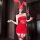 Sexy red lace corset mini dress with bunny ears and trident accessory, perfect for new year eve party outfits.
