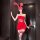 Sexy red lace corset mini dress with bunny ears and devil trident, perfect for new year eve party outfits.