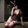 Sexy deep v purple lace maid costume with bunny ears and stockings, perfect for intimate wear or themed events.