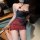 Sexy black and red new year lingerie set featuring sheer lace sleep dress with built-in padded bra and bodycon skirt.