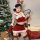 Sexy busty cosplay costume, new year party outfit - tight bodycon mini skirt with reindeer antlers and velvet gloves for nigh...