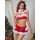 Sexy new year red christmas costume set featuring lace and fuzzy holiday lingerie, perfect for festive performances.
