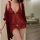 Sexy red sheer lingerie set with ruffled design, perfect holiday costume or bathrobe sleep dress for women. festive and allur...