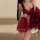 Sexy new year red sexy lingerie set - holiday costume bathrobe sleep dress for women, festive & alluring