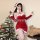 Sexy red santa dress with white trim, perfect for christmas and halloween bunny costumes, ideal for curvy women seeking a sed...