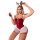 Sexy bunny girl lingerie set featuring velvet bodice, lace trim, and festive headband with antlers. perfect holiday costume o...