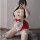 Sexy maid costume with red accents, featuring a strapless thong design, perfect for festive or themed occasions.