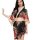 Elegant black floral design japanese kimono-style robe with beige accents, perfect for women seeking seductive role play slee...