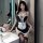 Sexy lace maid costume for women featuring adjustable ties, elegant design, perfect for role play and sleepwear style.