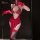 Sexy red lace halter nightgown ensemble with gloves and stockings, featuring elegant design and sensual allure.