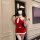 Sexy christmas bodycon dress - red halterneck with white trim and bunny ears, perfect holiday lingerie for new year date nigh...