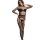 Woman wearing yeqingge sheer mesh bodystocking with open-crotch design and lace detailing, paired with matching stockings.