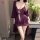 Sexy yese lace trim hollow-out cami sleep dress with matching robe - elegant lingerie set for women