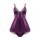 Sexy purple lace-trimmed hollow-out cami sleep dress with matching robe, perfect for womens lingerie sets.