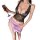 Sexy lace bodysuit with sheer design, elegant purple satin skirt, perfect for women seeking pure temptation and seductive all...