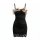 Elegant black lace floral bodice with delicate beige flowers, stylish spaghetti straps, perfect evening wear for women.