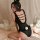 Sexy yesu bunny costume for women, featuring a black rabbit-themed bodysuit with ruffles, bows, and a fluffy tail, perfect fo...