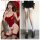 Sexy christmas party lingerie set featuring butterfly bow design, open-crotch bodysuit with thigh-high stockings and playful ...