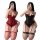 Two models showcase the yeyu plus size lace lingerie set in red and black, featuring underwire, padded cups, and matching gar...