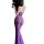 Woman wearing purple yi mengyao seductive stepmother dress with sheer mesh, deep v lace camisole back and bow detail.