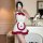 A person wearing a yimenglan sexy christmas party dress - bunny girl costume set for new year eve, featuring a fluffy white d...
