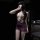Woman wearing yimengyaoqing sexy lingerie set with deep v-neck lace top and purple bodycon skirt, elegant office secretary co...
