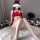 Sexy lace lingerie set featuring cute reindeer design with velvet bodysuit and matching thong, perfect for festive new year o...
