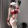 Sexy lace lingerie set featuring cute christmas reindeer design with velvet accents, perfect for festive new year outfits.