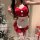 Sexy christmas red chef lingerie set featuring festive design with bow accents, perfect for holiday roleplay costumes.
