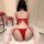 Red christmas-themed bodysuit with festive design, perfect for holiday celebrations. ideal for festive holiday lingerie and s...
