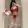 Red christmas-themed bodysuit with festive pom-poms, perfect for holiday celebrations. ideal for festive holiday lingerie and...