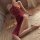 Elegant red lace sleep dress featuring high-slit design, sheer trim, and provocative uniform style, perfect for sensual night...