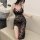 Sexy lace slip dress with sheer mesh design, perfect for club wear and intimate moments.